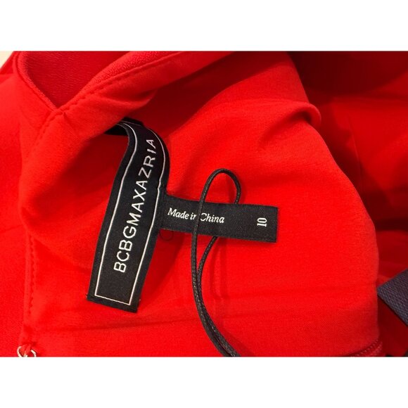 BCBGMAXAZRIA Dress Asymmetrical Red Mini dress Rosso NWT - Size 10 - Picture 7 of 8